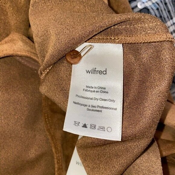 NEW Wilfred Trompette Dress Brown Faux Suede Keyhole XXS - Picture 8 of 9